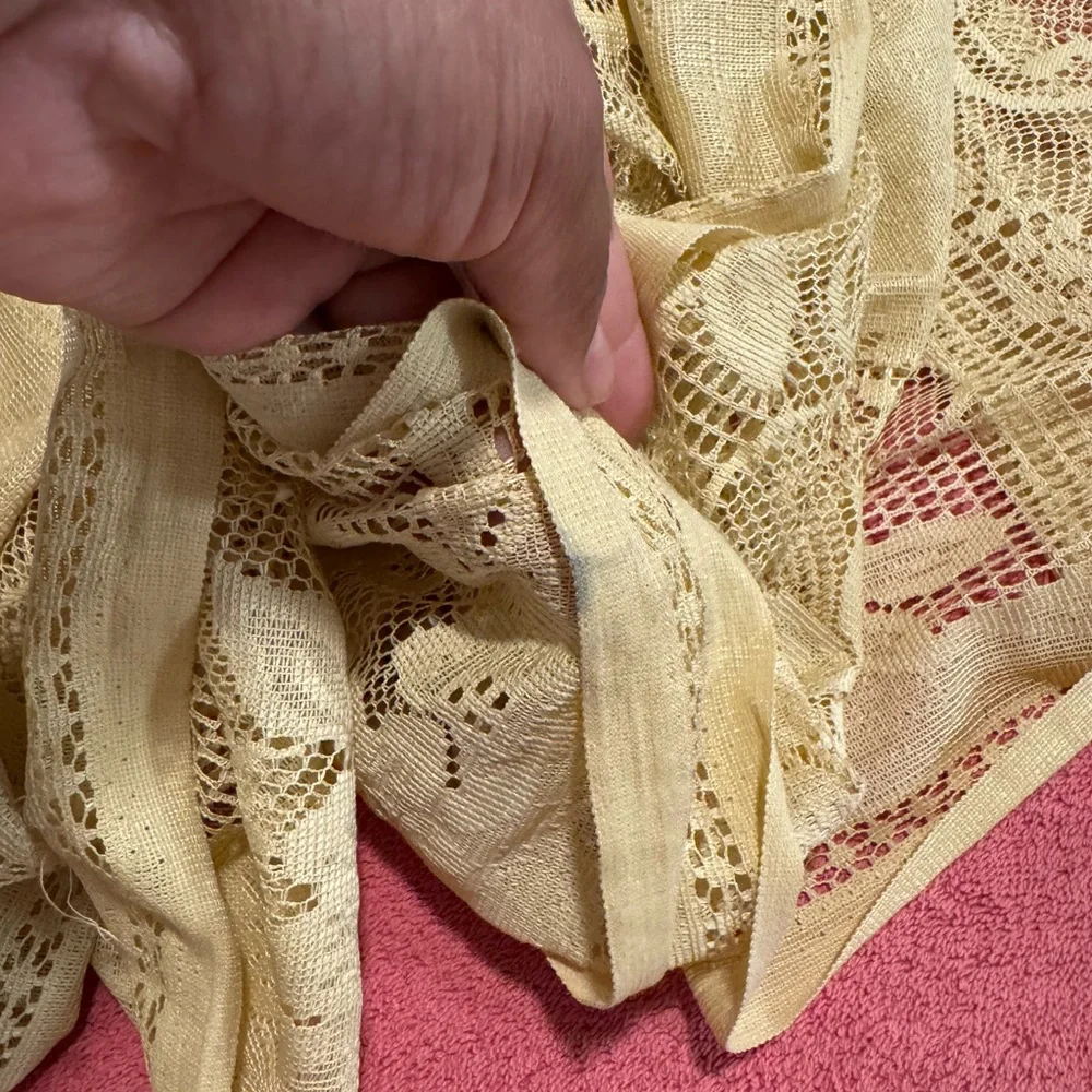 Light Yellow Lace Fringe Long-Sleeve Kimono Dress - Picture 11 of 12